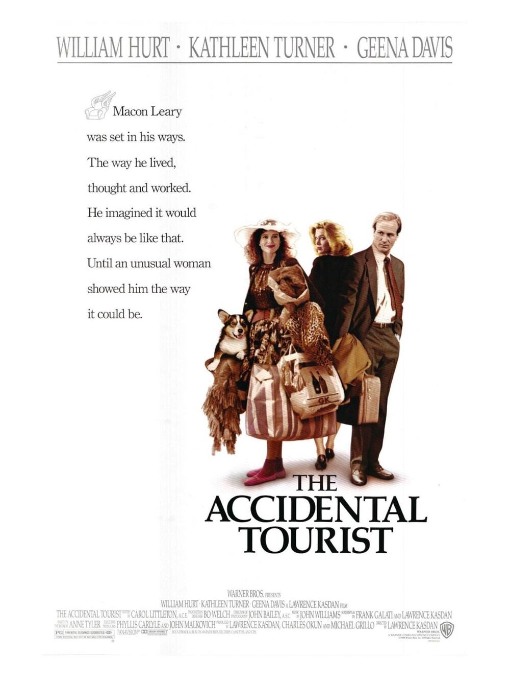The Accidental Tourist Original One Sheet Movie Poster. 27X41 Inches.